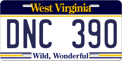 WV license plate DNC390