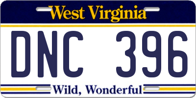 WV license plate DNC396