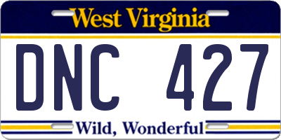 WV license plate DNC427