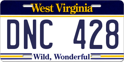 WV license plate DNC428