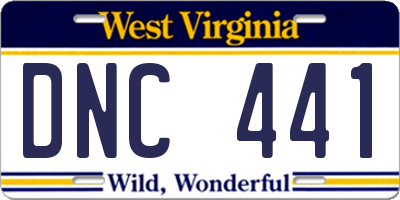 WV license plate DNC441