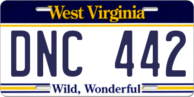 WV license plate DNC442