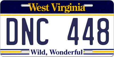 WV license plate DNC448