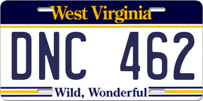 WV license plate DNC462