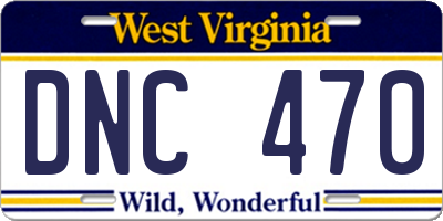 WV license plate DNC470