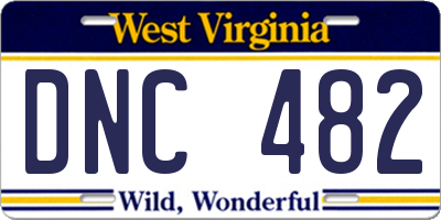 WV license plate DNC482