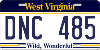 WV license plate DNC485