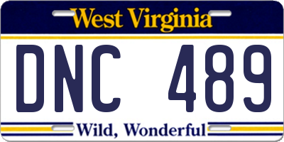 WV license plate DNC489