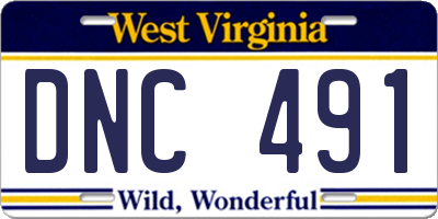 WV license plate DNC491