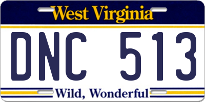 WV license plate DNC513