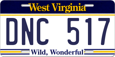 WV license plate DNC517