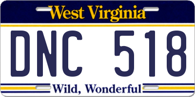 WV license plate DNC518