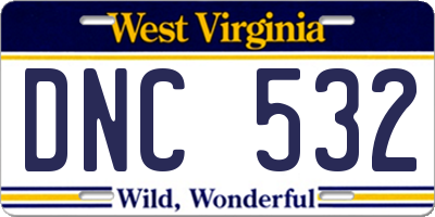 WV license plate DNC532