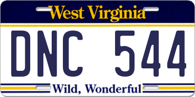 WV license plate DNC544