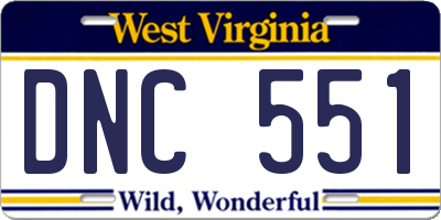 WV license plate DNC551
