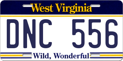 WV license plate DNC556