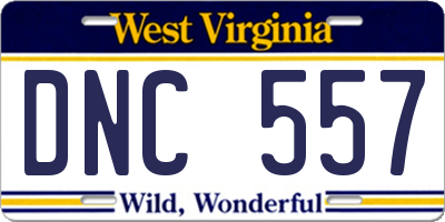 WV license plate DNC557