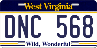WV license plate DNC568