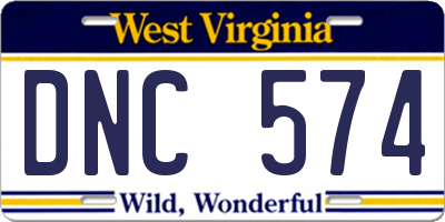 WV license plate DNC574