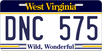 WV license plate DNC575