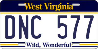 WV license plate DNC577