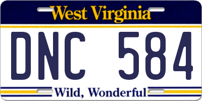 WV license plate DNC584