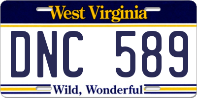 WV license plate DNC589