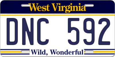 WV license plate DNC592