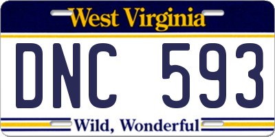WV license plate DNC593