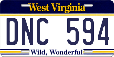 WV license plate DNC594