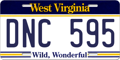 WV license plate DNC595