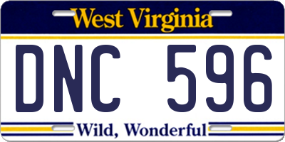 WV license plate DNC596