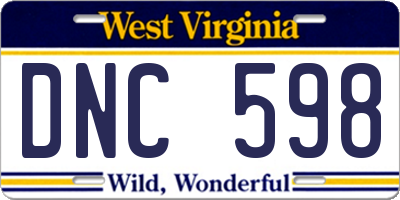 WV license plate DNC598