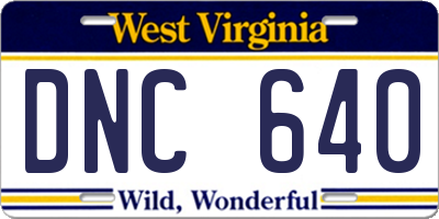 WV license plate DNC640