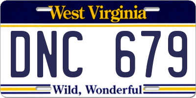 WV license plate DNC679