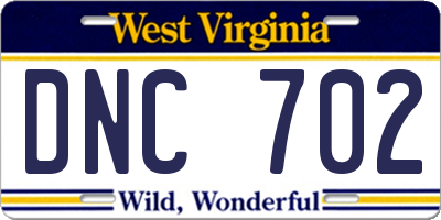 WV license plate DNC702