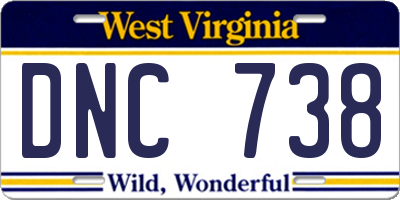WV license plate DNC738