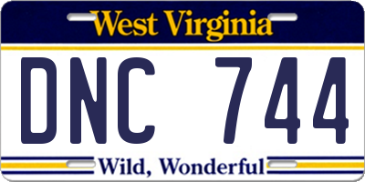 WV license plate DNC744