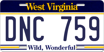 WV license plate DNC759