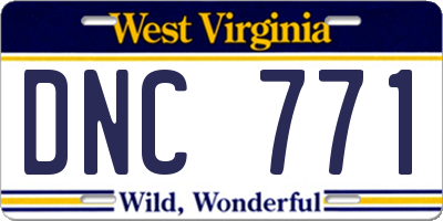 WV license plate DNC771