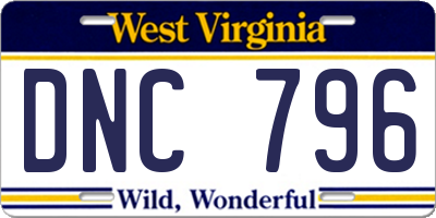 WV license plate DNC796