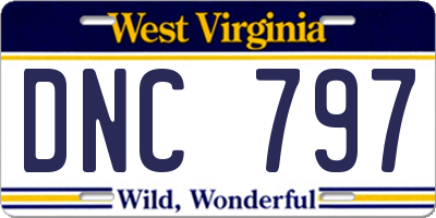 WV license plate DNC797