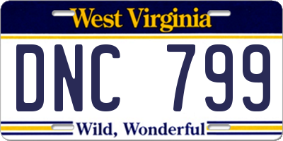 WV license plate DNC799