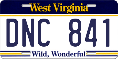 WV license plate DNC841