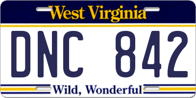 WV license plate DNC842