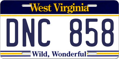 WV license plate DNC858