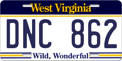 WV license plate DNC862