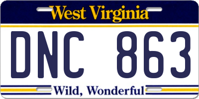 WV license plate DNC863