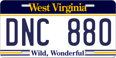 WV license plate DNC880