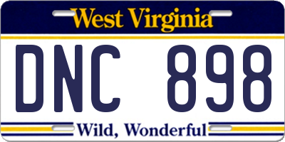 WV license plate DNC898
